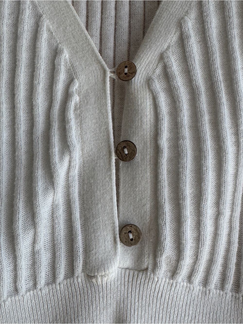 Free People Saturday Morning Crop S White Ribbed Button Front V Neck Tank - Picture 3 of 9